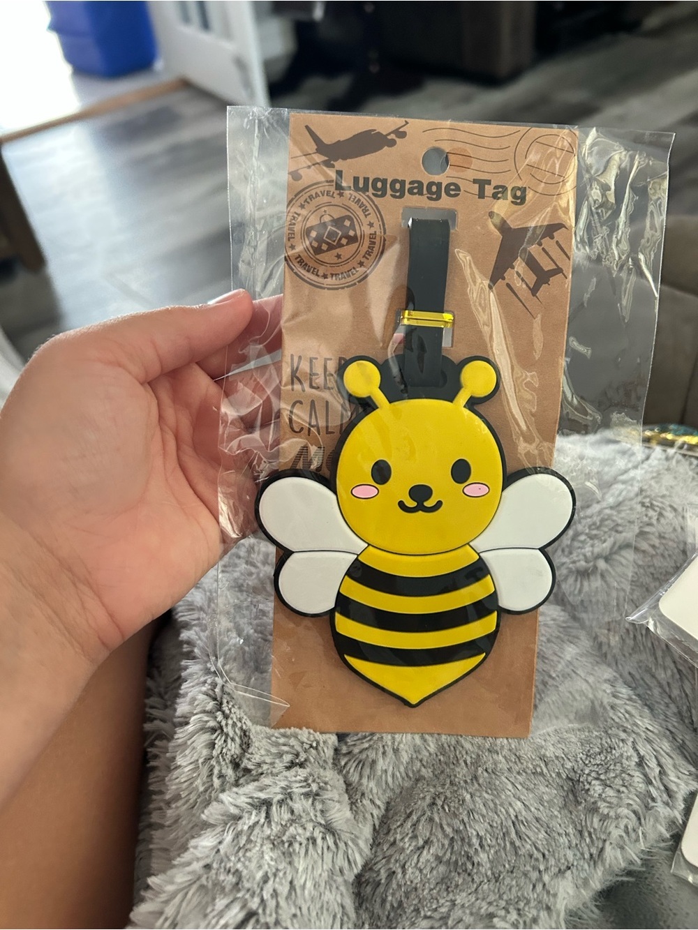 4/$50 Cute Bee Luggage Tag for Kids - Yellow